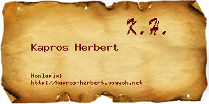 Kapros Herbert névjegykártya